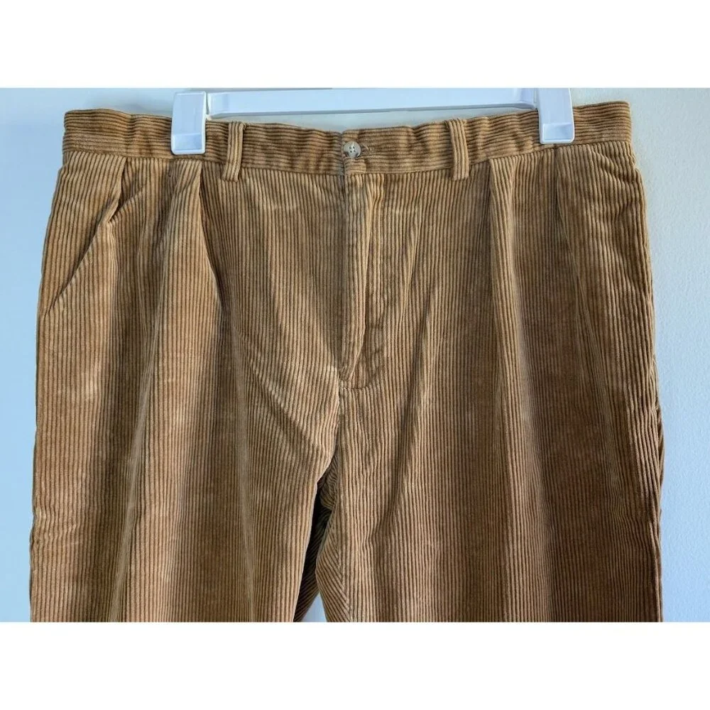 Vintage Polo Ralph Lauren Ethan Pants 40x30 Corduroy Pleated 90s Preppy Academia